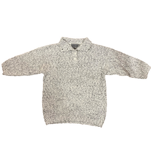 Nocado Vintage Marled Grey Knit Collared Sweater Size Medium 🤍
